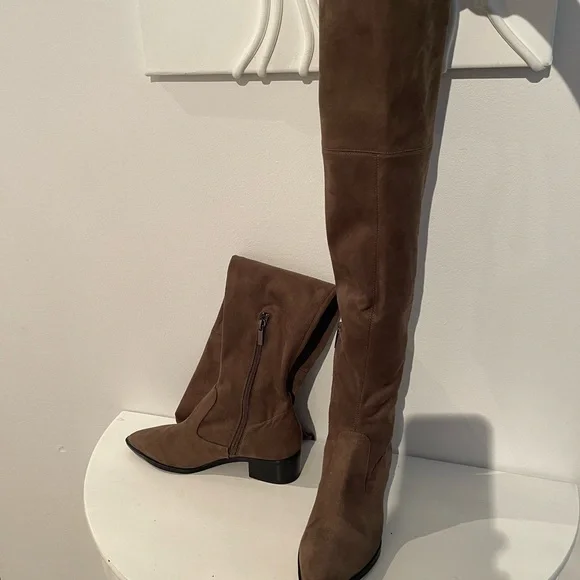Brown Suede Over-the-Knee Boots - Picture 1 of 9